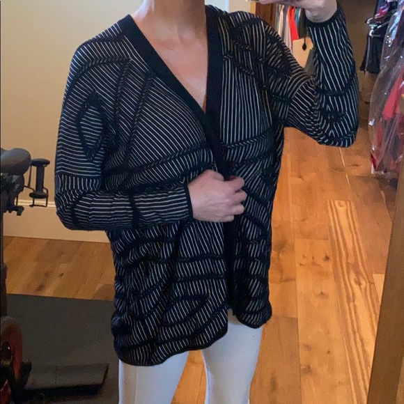 Josie Natori Black & White Cardigan Sweater XS - Picture 5 of 8